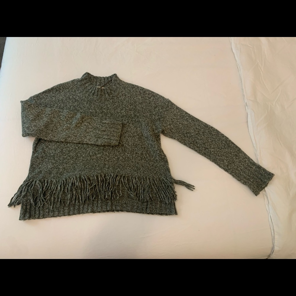 Green fringed Rebecca Minkoff sweater